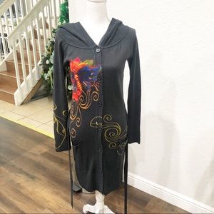 Anthropologie Gramm Black Hooded Cardigan